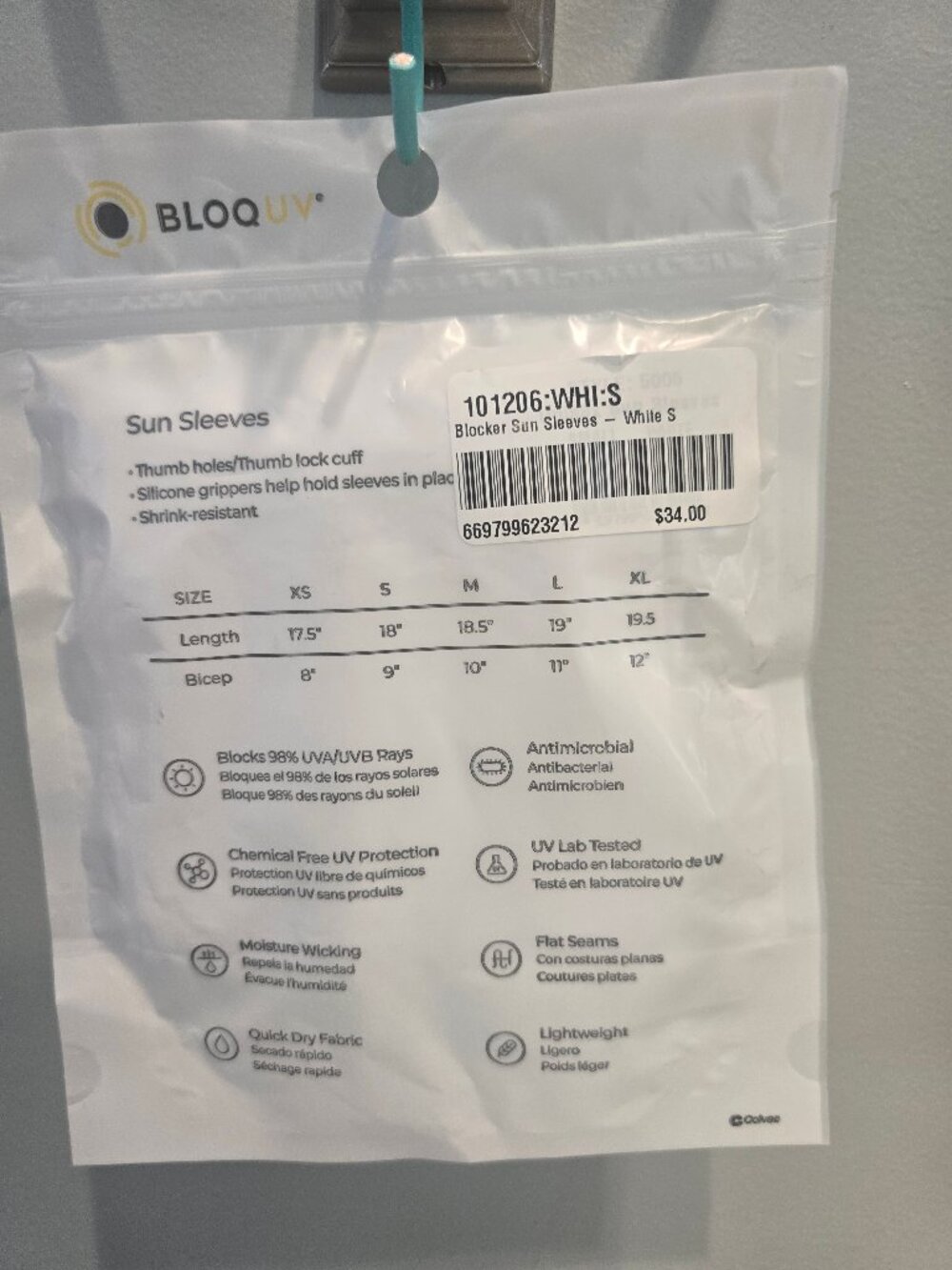 New BloqUV Sun Sleeves in White Size Small